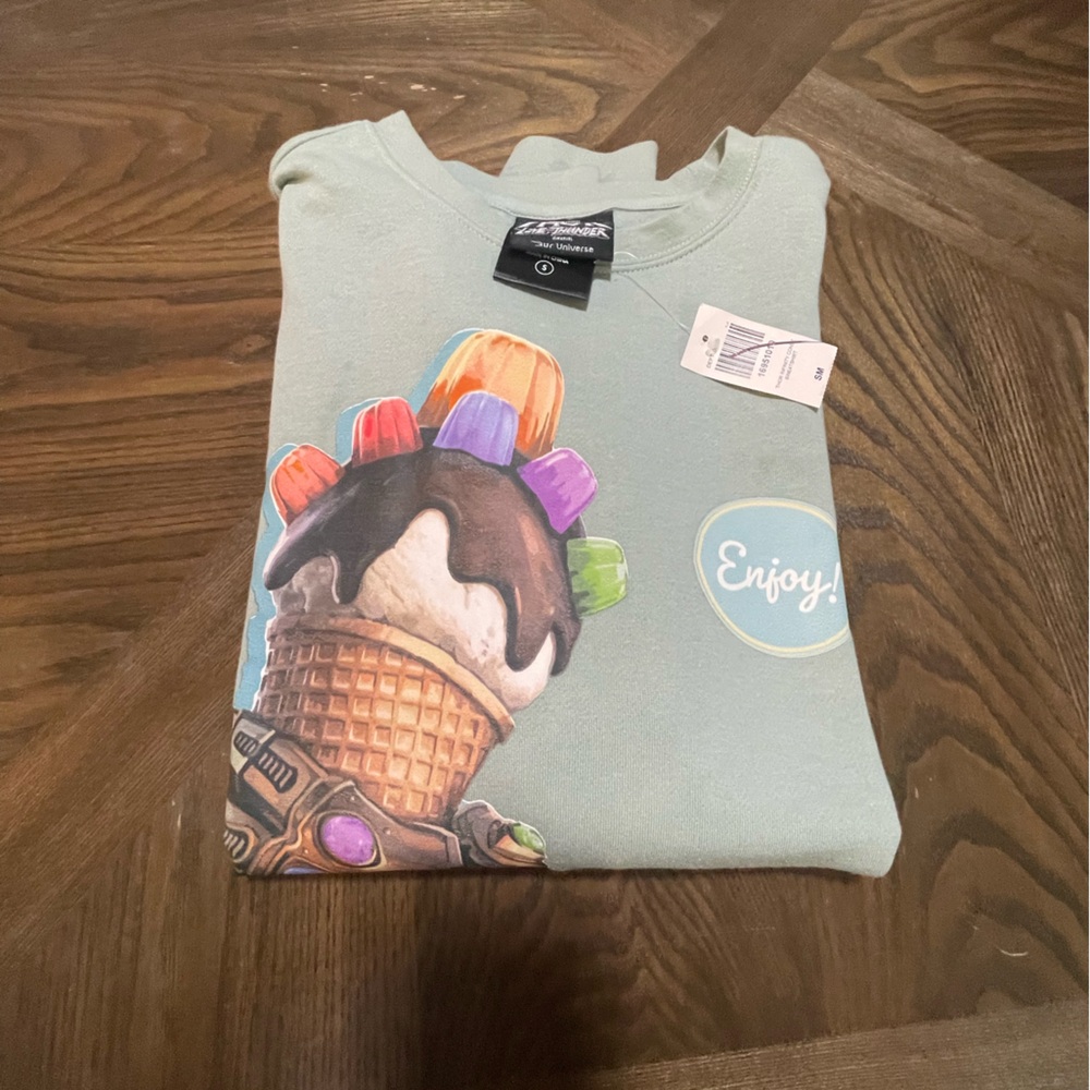 Marvel Crewneck Sweater Mint Green w/Colorful Ice Cream Design. Gender Neutral.